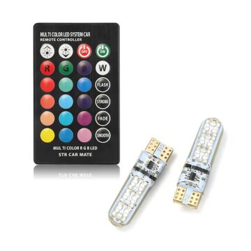 2 STÜCKE T10 Led 194 168 W5W 5050 SMD RGB Autos Lampe Tagfahrlicht Mit Fernbedienung