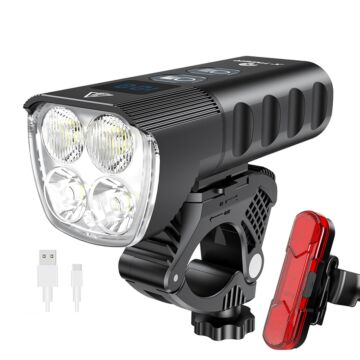 1600 Lumen wasserdichtes MTB Fahrradlicht, Aluminiumlegierung Rennrad Fahrrad Scheinwerfer, USB wiederaufladbares Fahrrad Rücklicht