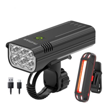 6 LED Fahrradvorderlicht, 1500 Lumen 10000mAh Aluminium Mountainbike Taschenlampe, USB wiederaufladbares Fahrrad Rücklicht